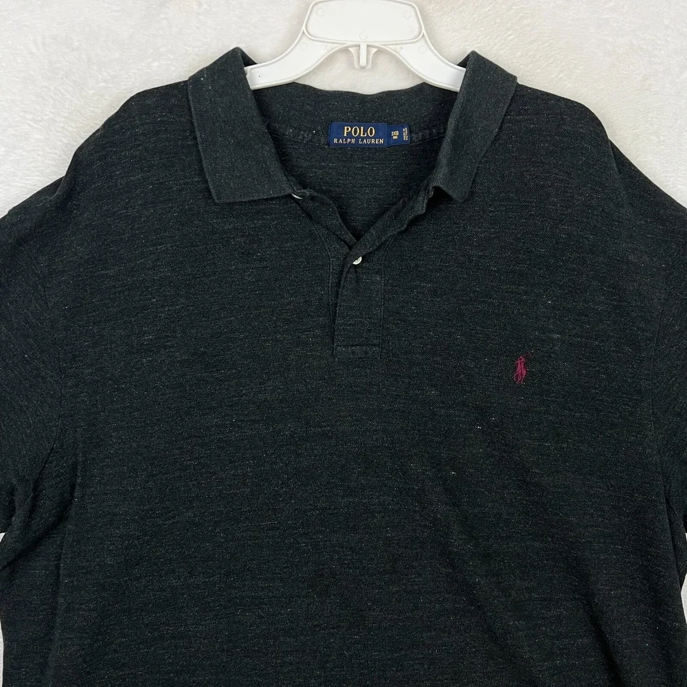 Polo Ralph Lauren Polo Shirt Mens 3XB Big Gray Short Sleeve Cotton Golf Red Pony